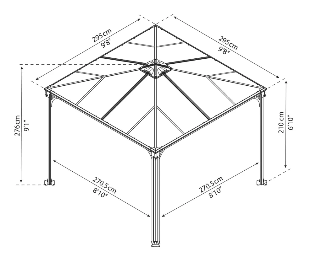Paviljoen "Palermo™ 3000", Antraciet, 295 x 295 x 276 cm