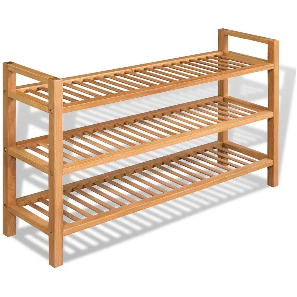 Shoe rack with 3 shelves 100x27x59.5 cm solid oak