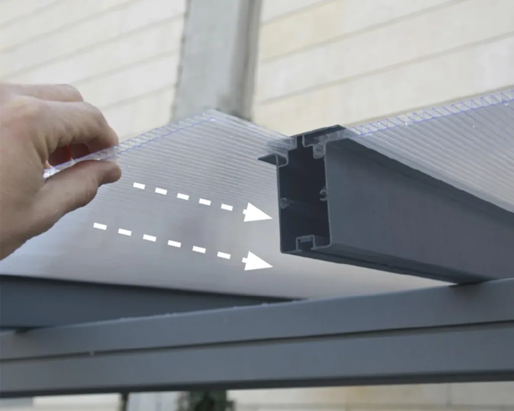 Terrasoverkapping Sierra 224,5×228×300 cm Grijs – Aluminium met polycarbonaat dak