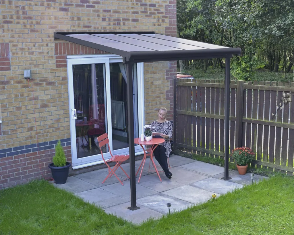 Terrasoverkapping Sierra 224,5×228×300 cm Grijs – Aluminium met polycarbonaat dak