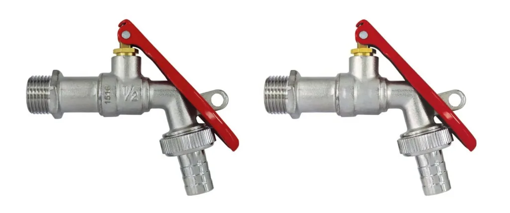 Ball valve, lockable, red handle without lock, 1/2" nickel-plated