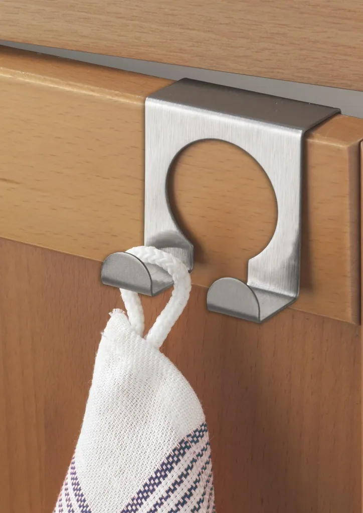 Door double hook, set of 2, matt stainless steel