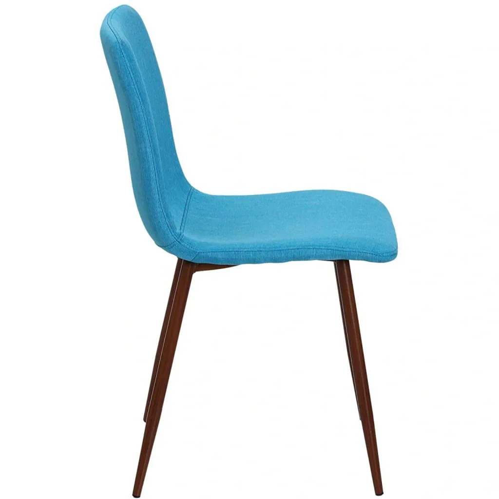 Set of 2 dining room chairs, kitchen chairs, upholstered chairs, living room chairs, linen cover, metal base, blue, 43 x 56.5 x 85 cm