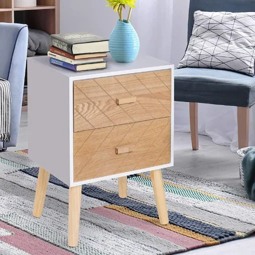 Bedside table with 2 drawers