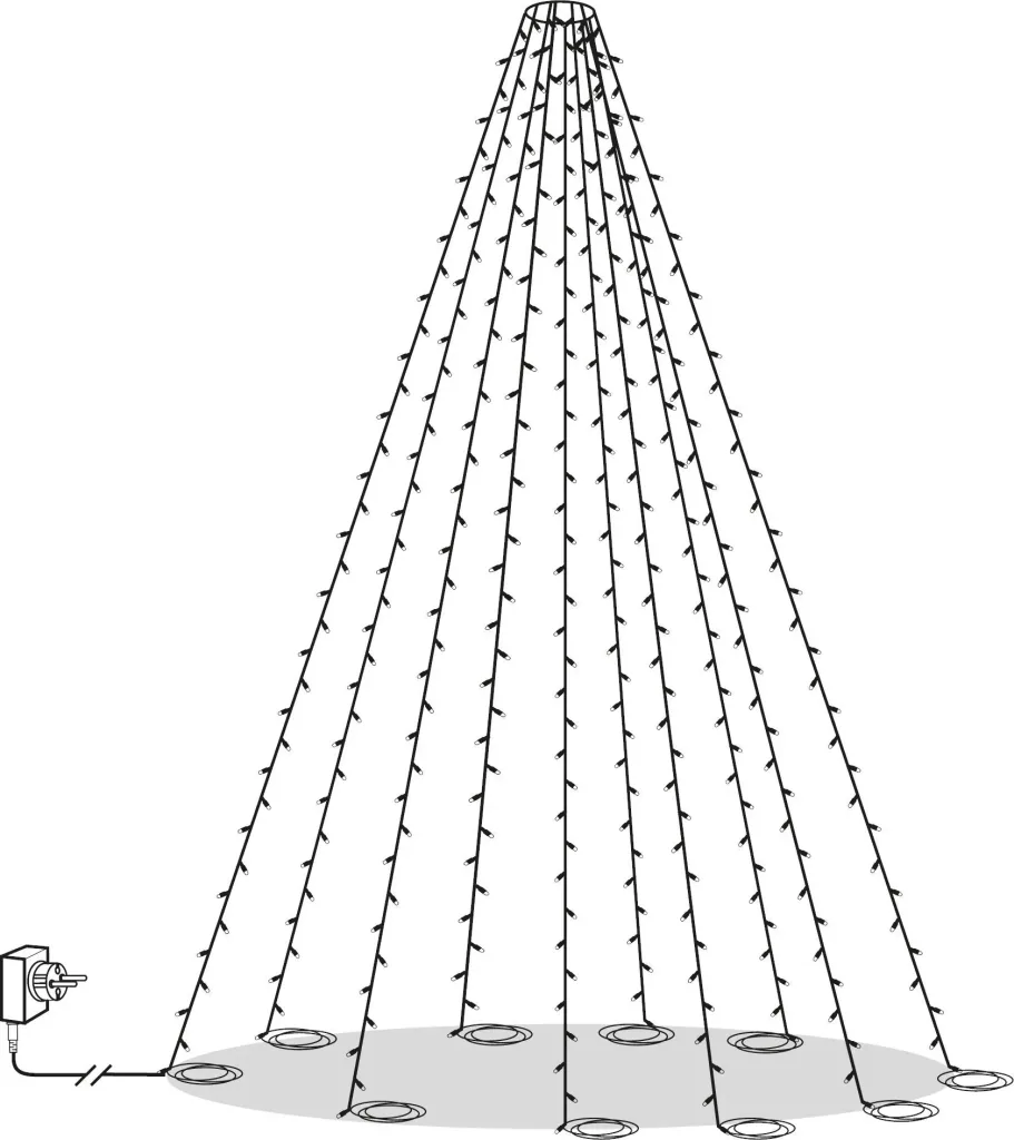 String lights with 360 LEDs for indoor and outdoor use