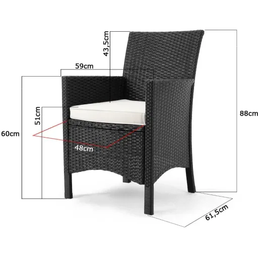 Palermo 17-piece polyrattan seating set - Black acacia wood
