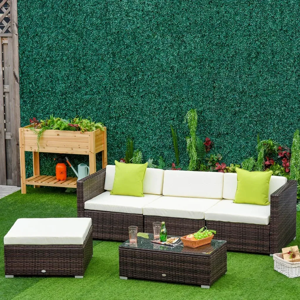 Garden furniture lounge set 5-piece with side table rattan look