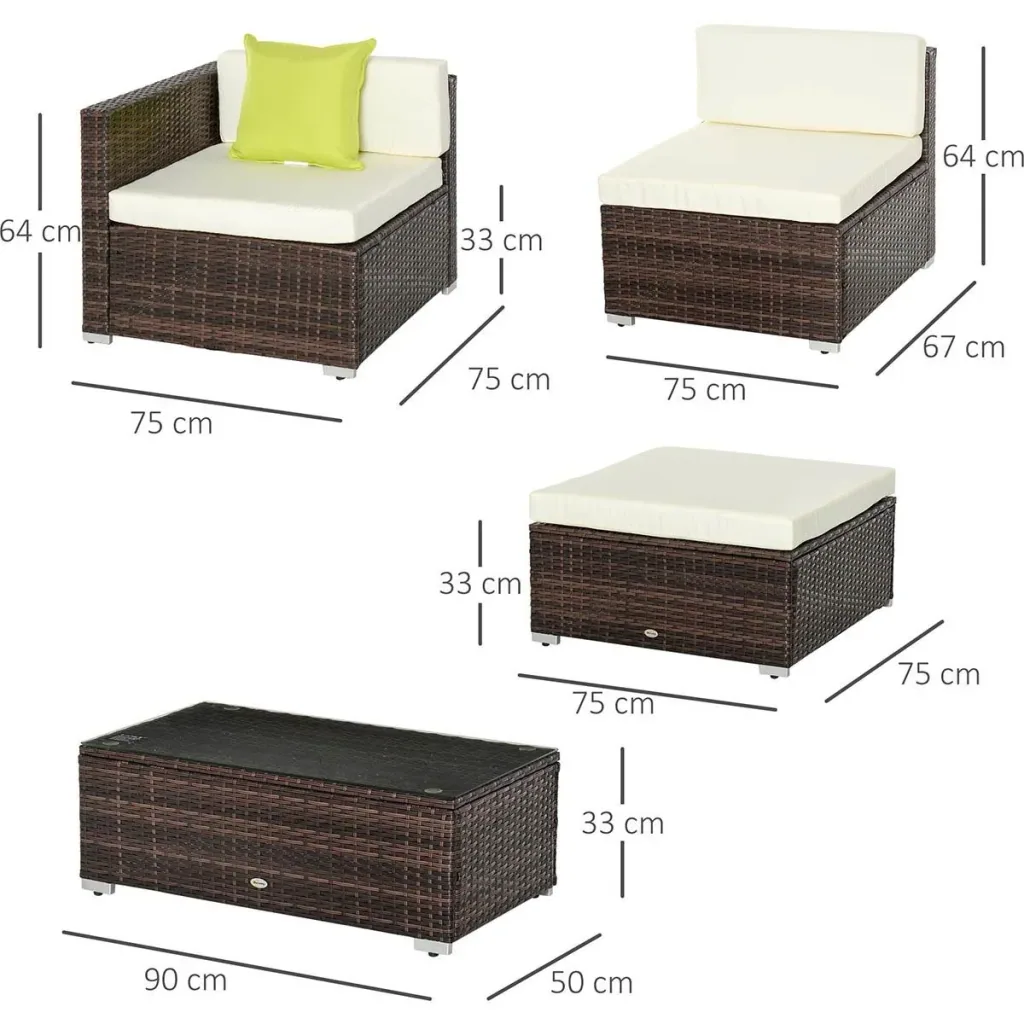 Garden furniture lounge set 5-piece with side table rattan look