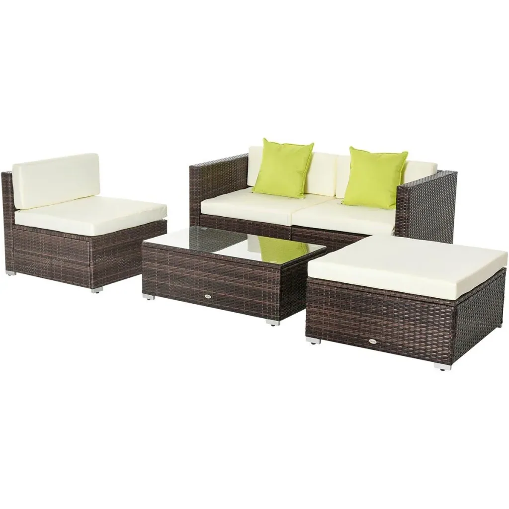 Garden furniture lounge set 5-piece with side table rattan look