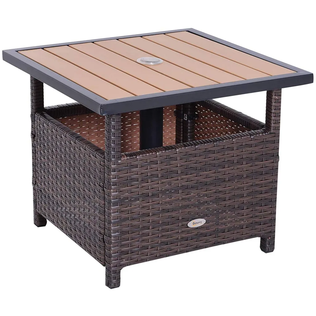 Polyrattan side table garden table for parasol