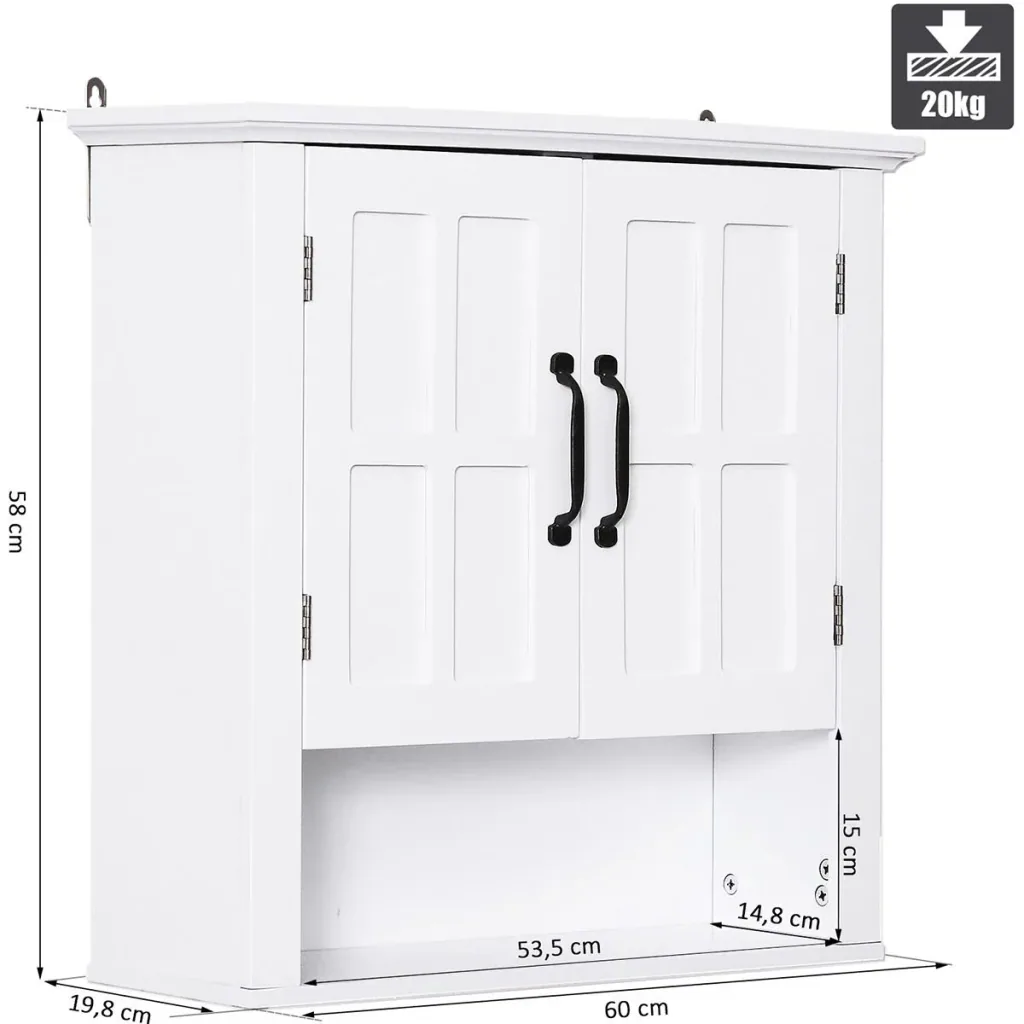 Wall cabinet with adjustable shelf white