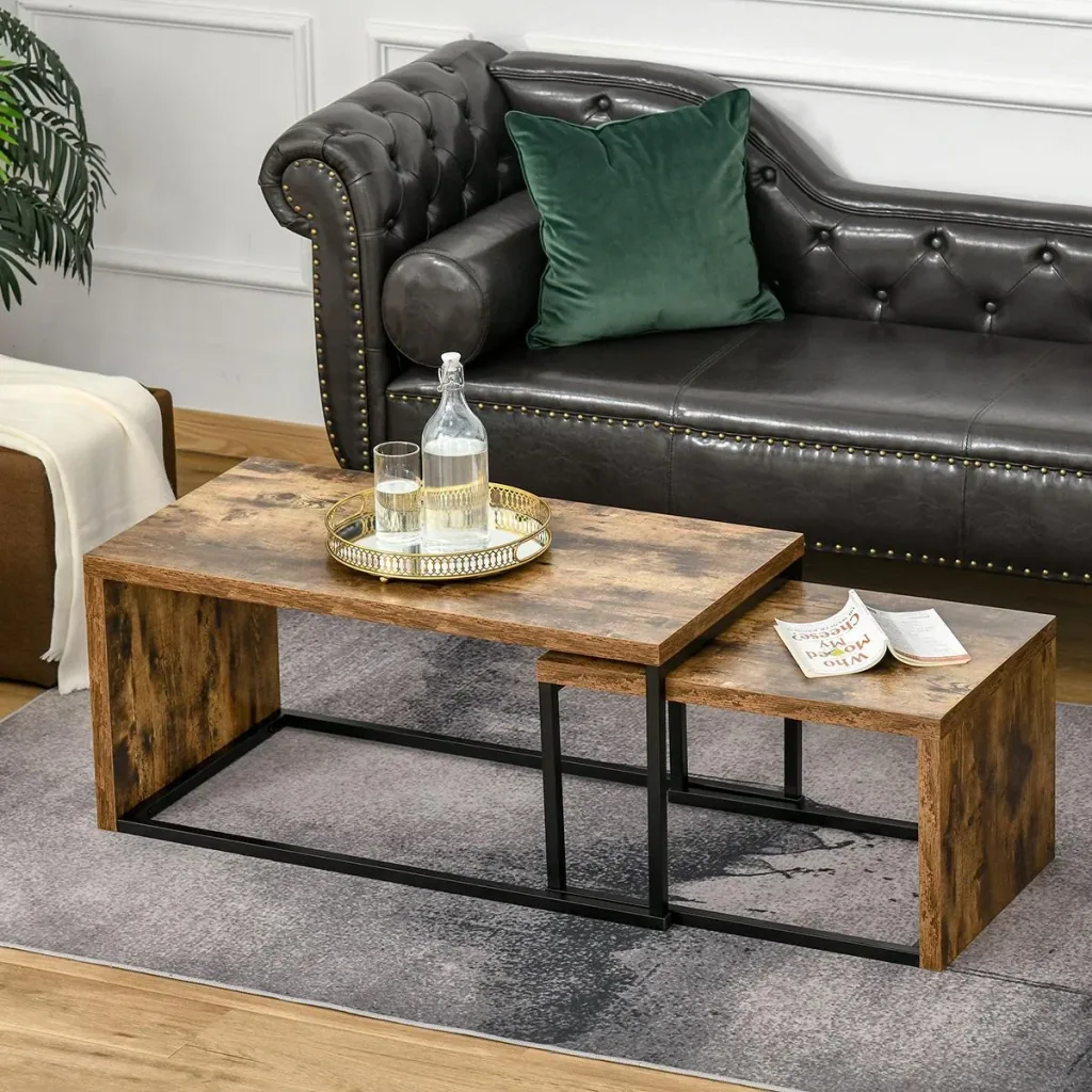 Set of 2 coffee tables, nesting tables, sofa tables, side tables, coffee tables, various shapes, multifunctional, elegant, simple