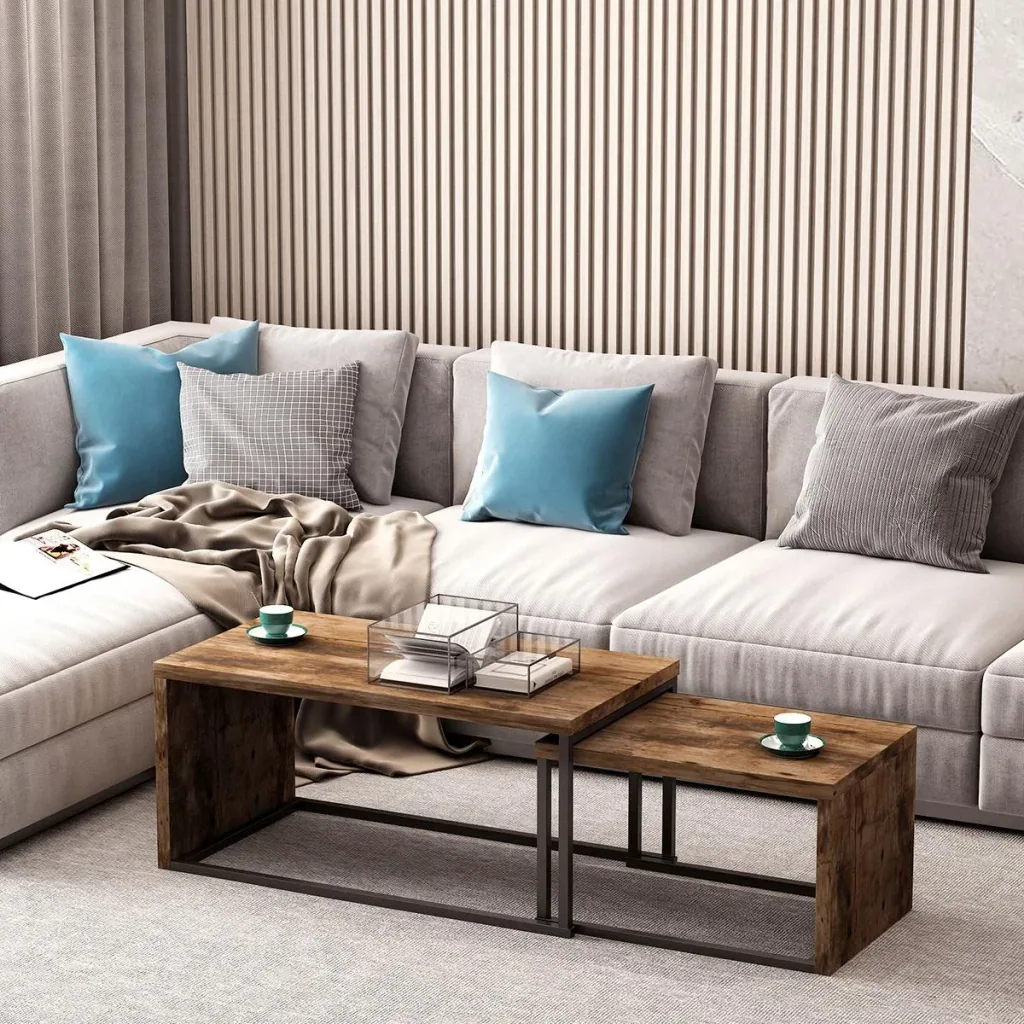 Set of 2 coffee tables, nesting tables, sofa tables, side tables, coffee tables, various shapes, multifunctional, elegant, simple