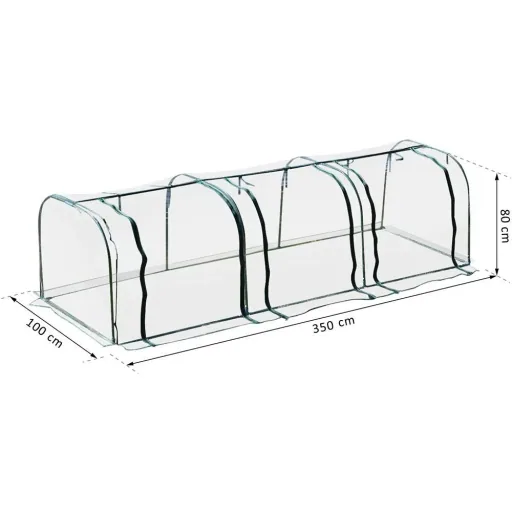 Polytunnel with 3 doors transparent/dark green