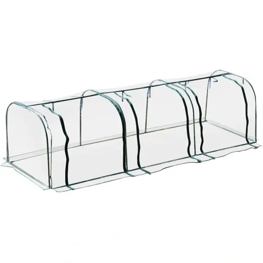 Polytunnel with 3 doors transparent/dark green