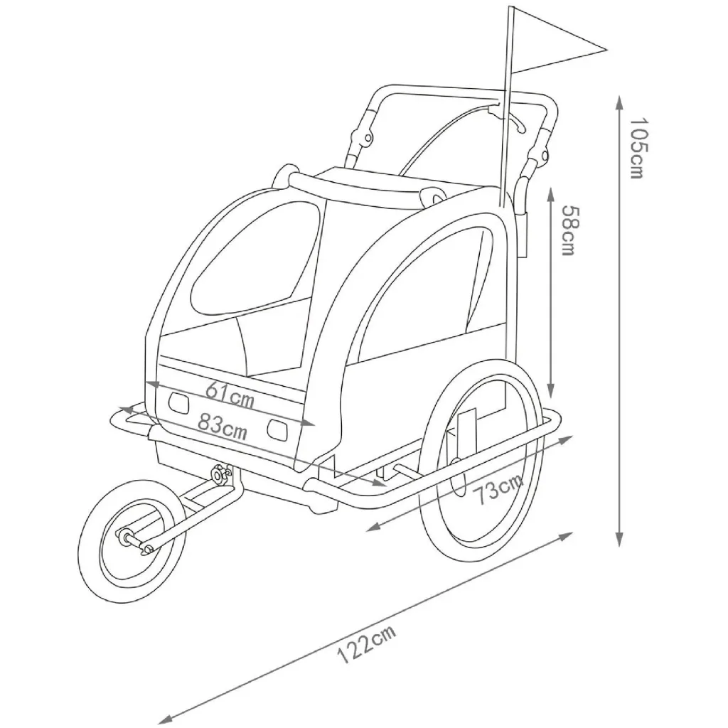 2 in 1 children's bike trailer / jogger white-black