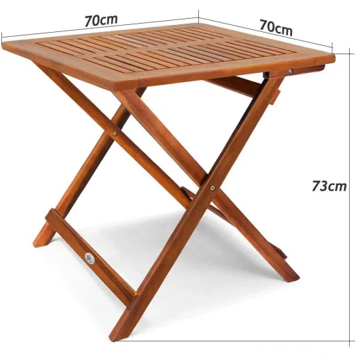 Side table - bistro table - acacia wood - 70x70x73cm - foldable