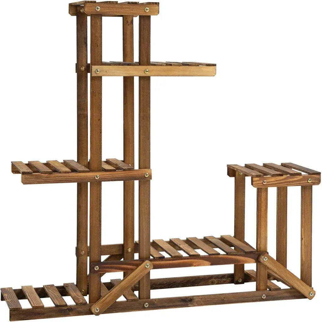 Plant shelf 6 levels Four-tiered flower shelf Flower staircase Flower stand Flower ladder Solid wood natural 98 x 28 x 96.5
