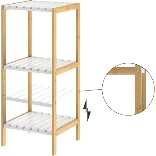 Bathroom cabinet - Bamboo - 3 shelves - 80 x 34 x 33 cm - White