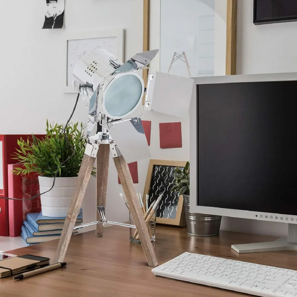 Table lamp silver table lamp tripod retro lamp E14