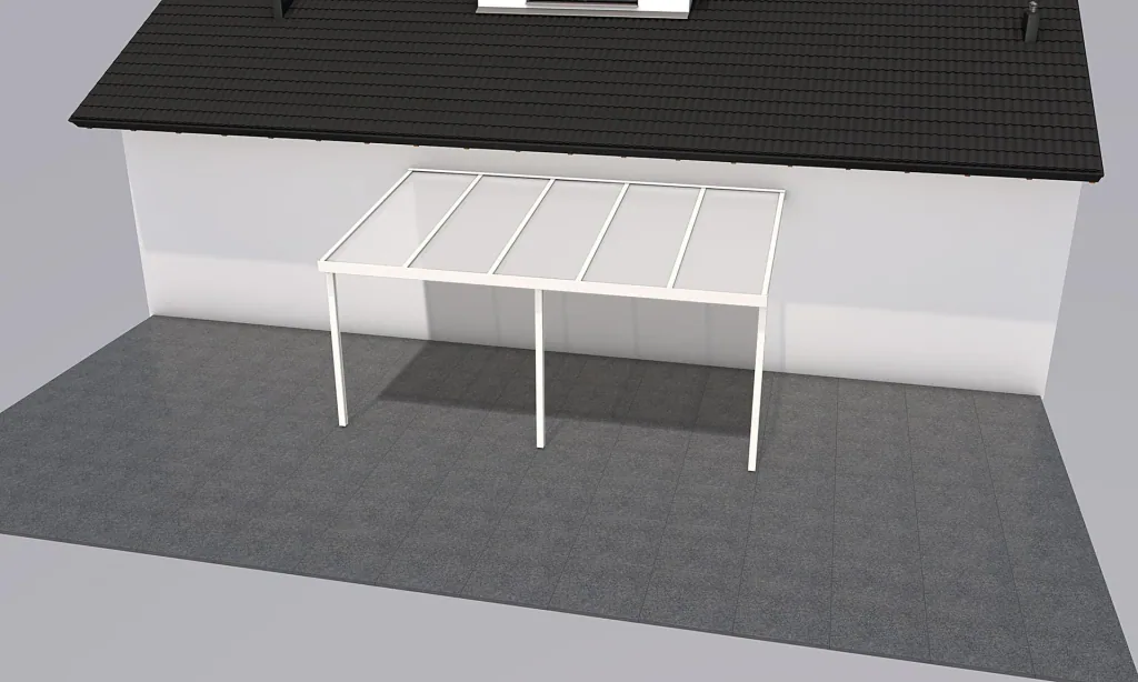 Patio roof Premium, white, 5100 x 3060 mm - Polycarbonate multi-wall sheets 16 mm, opal