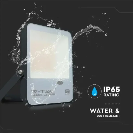 VT-37S LED floodlight with day/night sensor - 30 W - 3000 Lm - 3000K - black