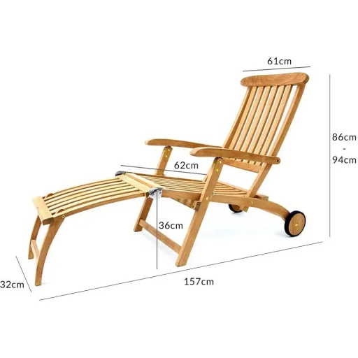 Garland deck chair Bari Teak - 160x61x79cm