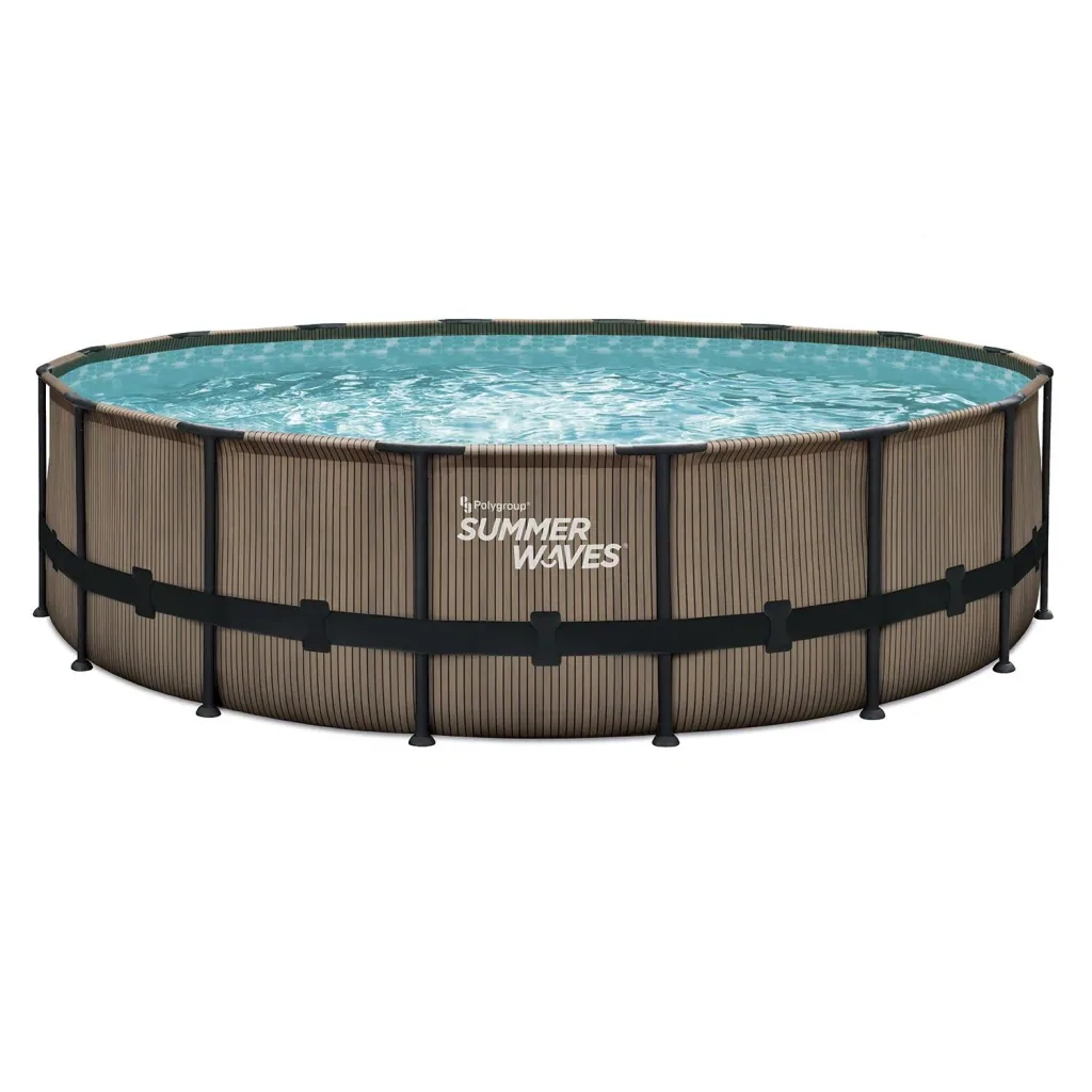 Summer Waves Elite Frame Pool Ø488 x 122 cm, Teak-look