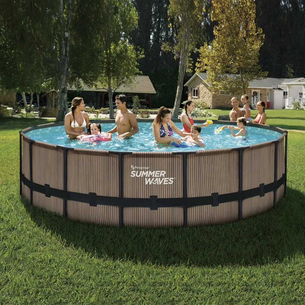 Summer Waves Elite Frame Pool Ø488 x 122 cm, Teak-look