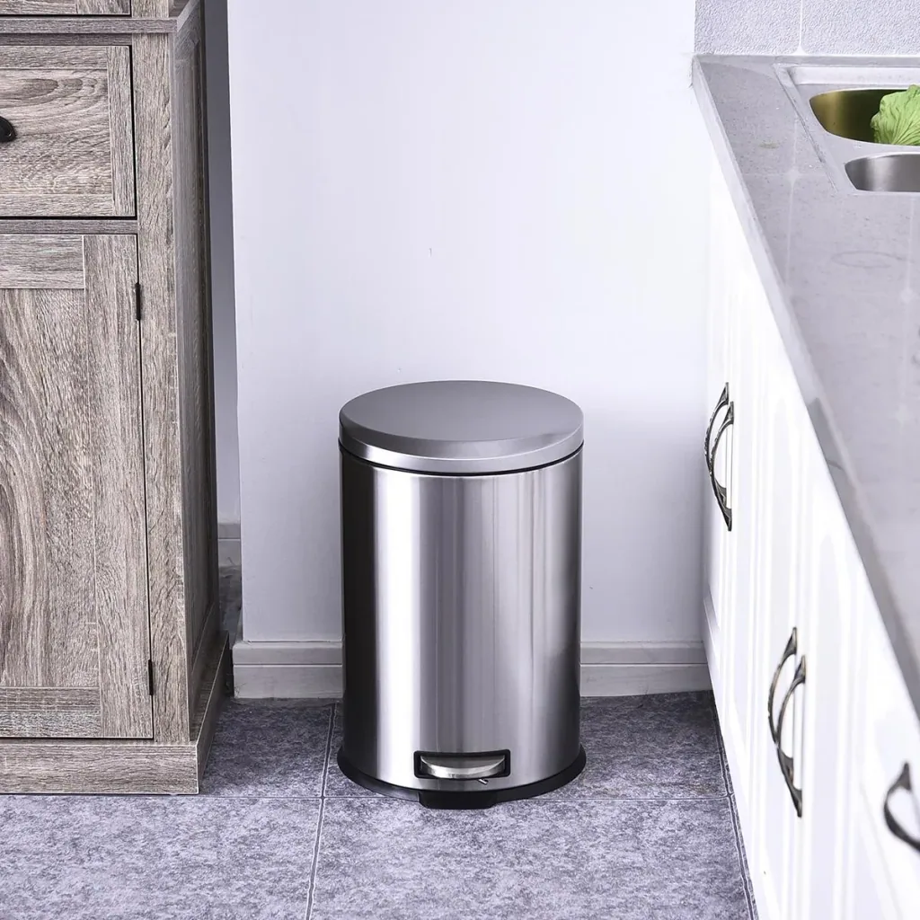 Kitchen bucket with inner bucket silver/black