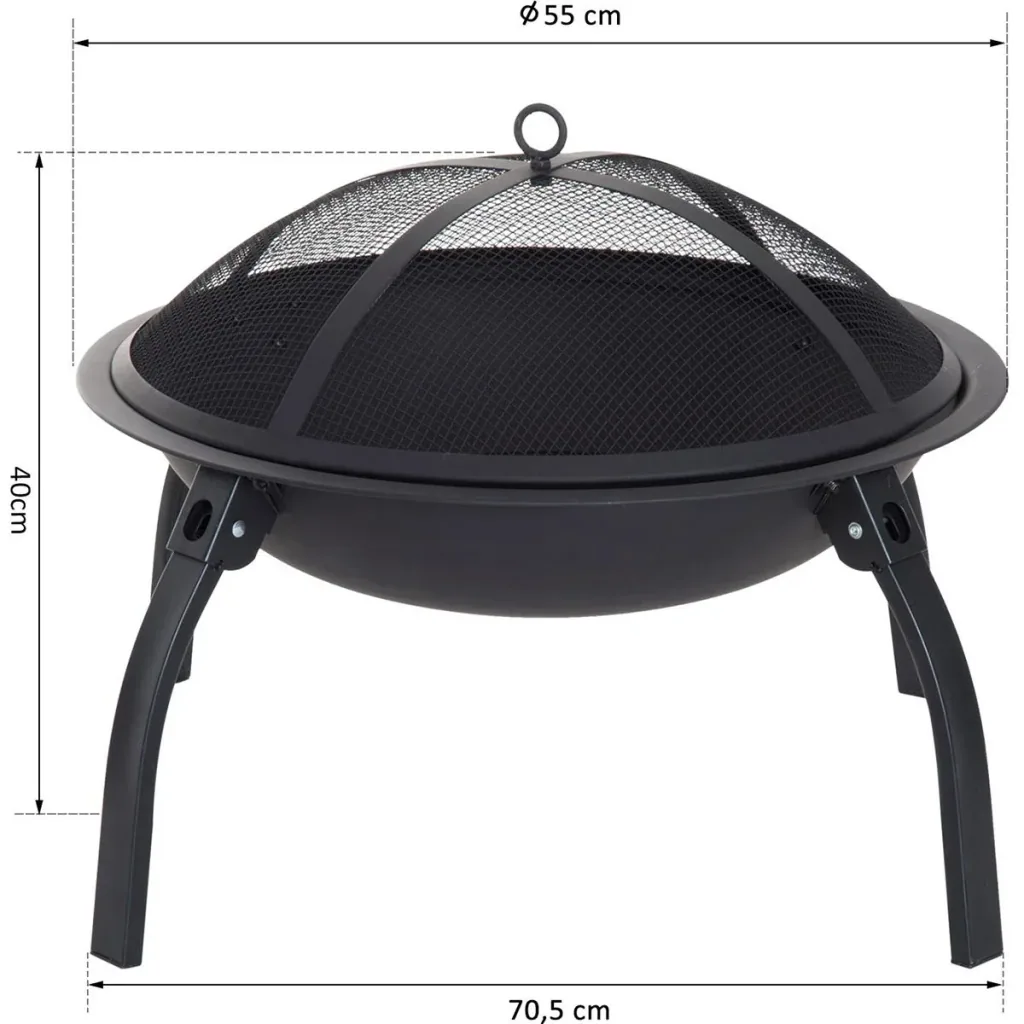 Fire bowl with spark guard black