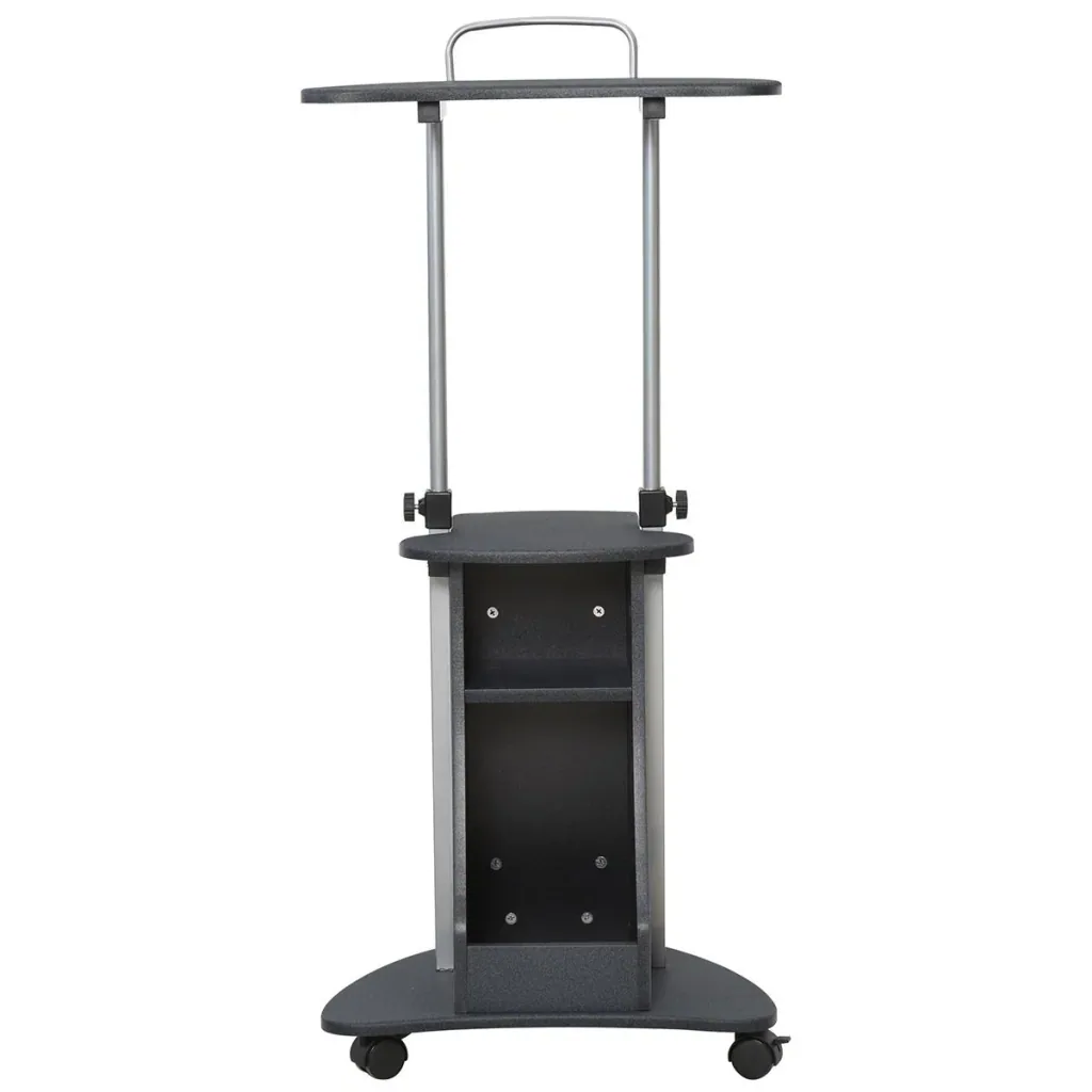 Laptop table laptop stand notebook table with wheels and storage space computer tablet height adjustable steel + MDF black