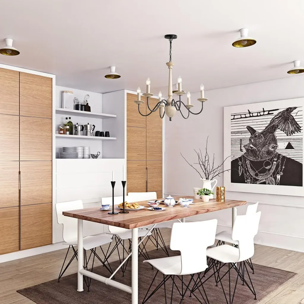 Chandelier hanging lamp 6-light pendant lamp with glass royal traditional classic with 6 arms, steel, black+Ho
