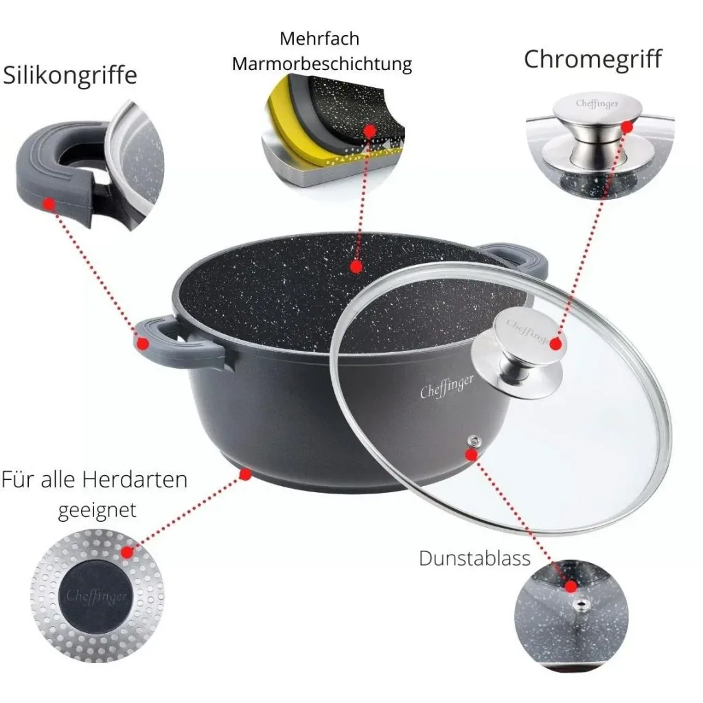 Cheffinger cooking pot / deep pot with lid - 24 cm