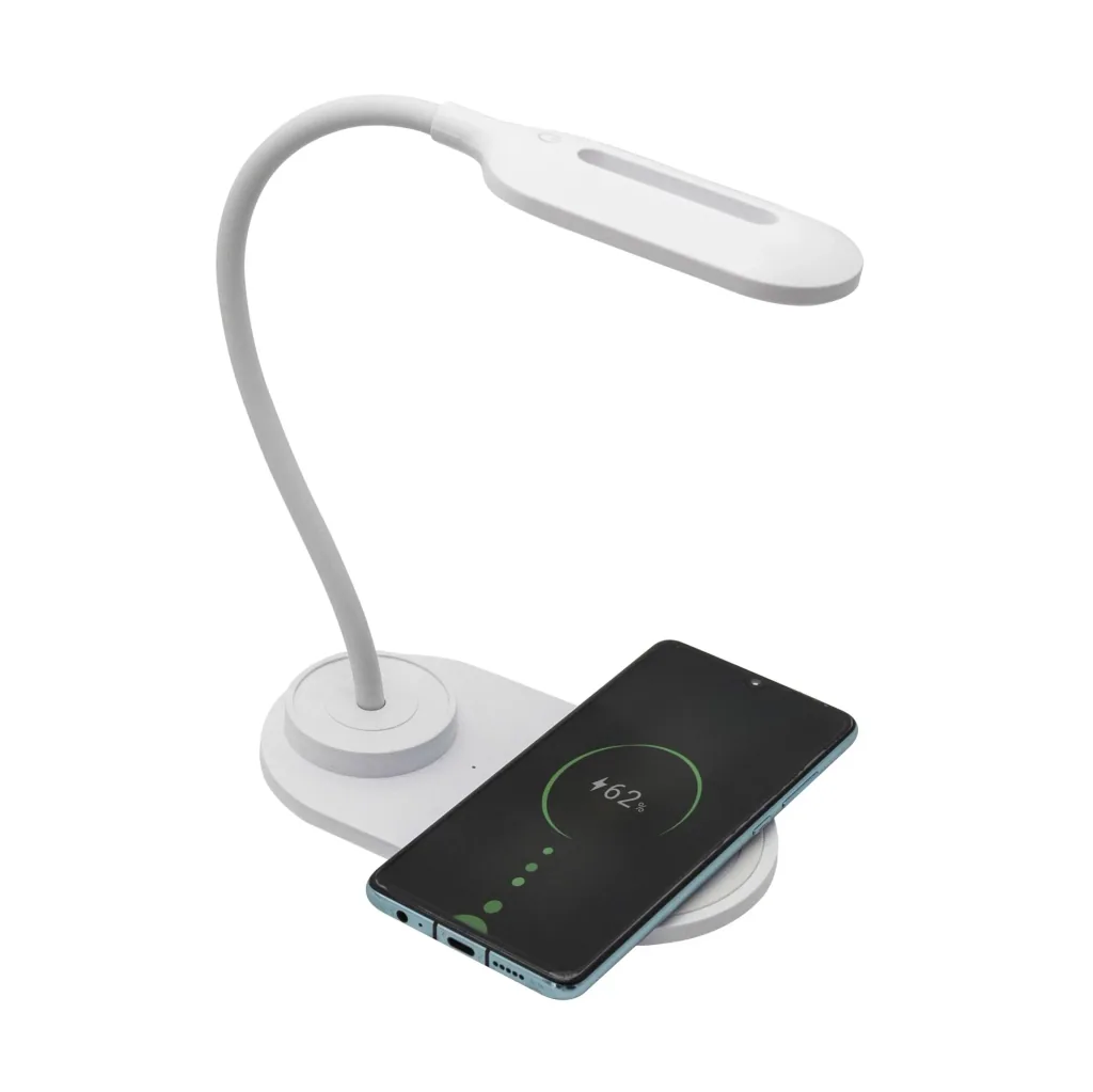 LED desk lamp with QI charging pad 5 watts, light color switchable