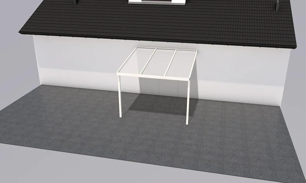 Patio roof Premium, white, 3094 x 3060 mm - Polycarbonate multi-wall sheets 16 mm, opal