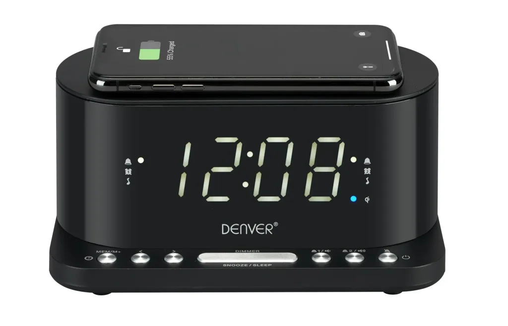 Radio alarm clock CRQ-110 with induction charging surface