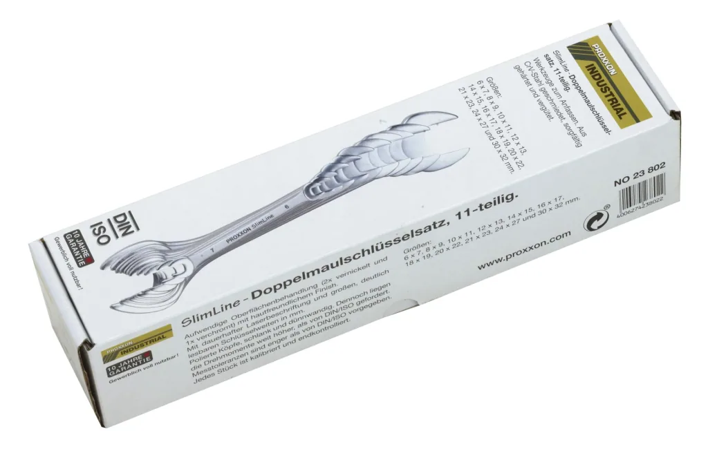 Double open-end wrench set from 6 x 7 to 30 x 32 mm (11 pieces)