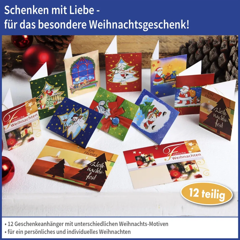 Christmas gift tags, 12 pieces