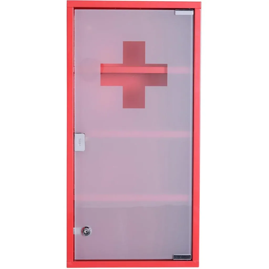 Lockable medicine cabinet red