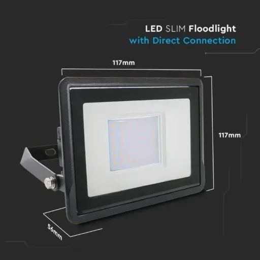 VT-138 LED Floodlight - 30W - 2340 Lm - 4000K - Black