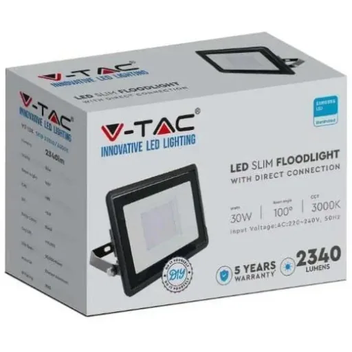 VT-138 LED Floodlight - 30W - 2340 Lm - 4000K - Black