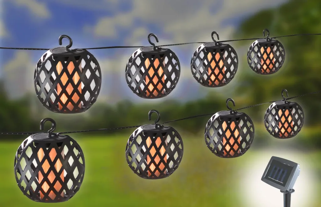 Solar LED fairy lights with realistic flame effect
