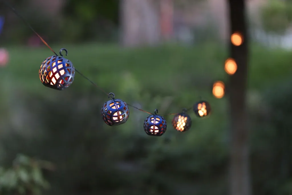 Solar LED fairy lights with realistic flame effect