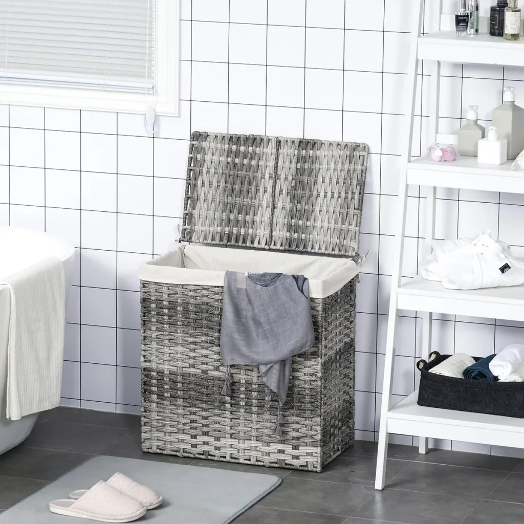 Laundry basket space-saving foldable brown