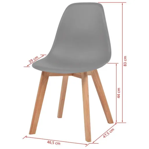 Dining room chairs 4 pieces plastic grey