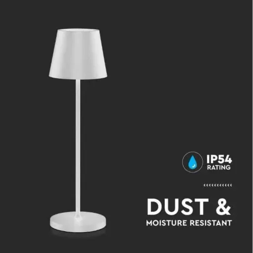 VT-7522 Table Lamp - 3000K - Dimmable by Touch - Rechargeable - White - IP54