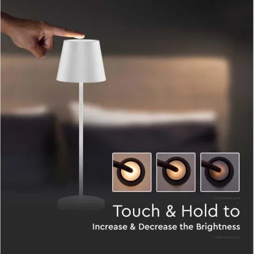 VT-7522 Table Lamp - 3000K - Dimmable by Touch - Rechargeable - White - IP54