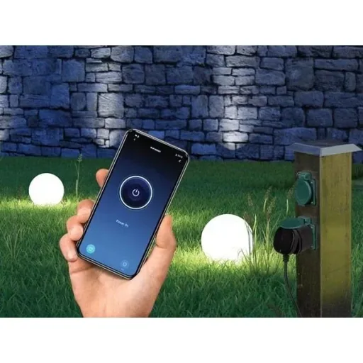 LED acrylic Christmas star - 30x5x30cm WITH Perel Smart home Wi-Fi plug for outdoor use