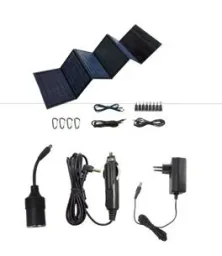 Portable power station with solar panel and lamp